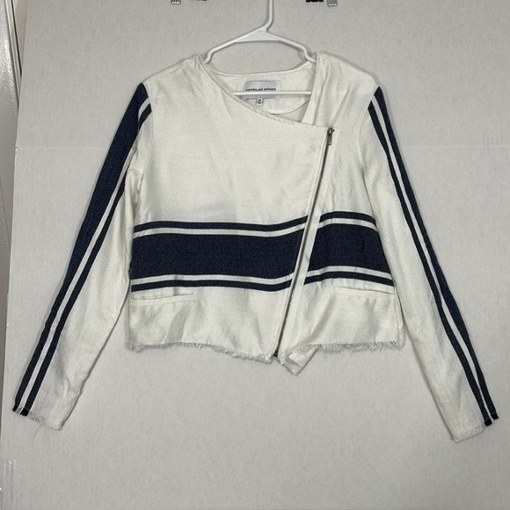 Cupcakes & Cashmere Lightweight Jacket, Raw Hem, Assymetrical Zipper, Medium